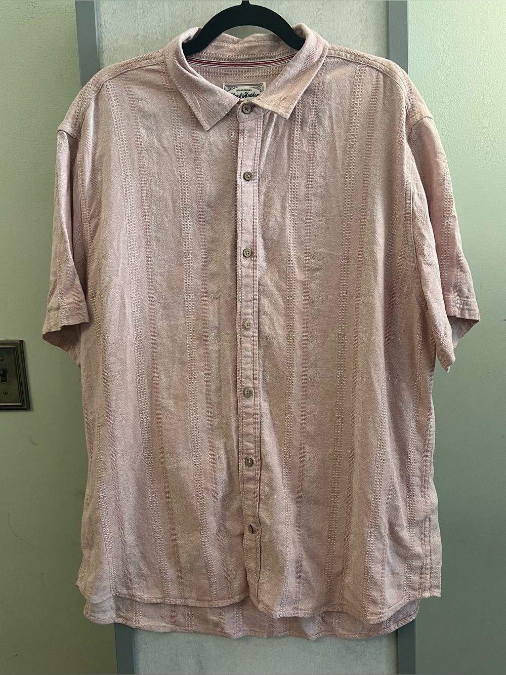 Flag and Anthem Extra Large Linen Blend Summer Pink Men’s Button Up Shirt XL